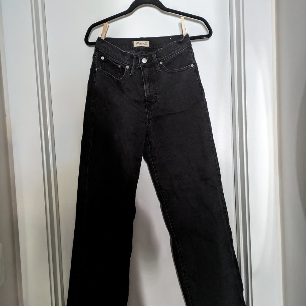 MADEWELL THE PERFECT VINTAGE WIDE LEG JEANS IN BLACK WASH SIZE 26
